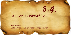 Billes Gusztáv névjegykártya
